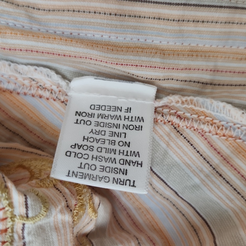 Johnny Was Striped Embroidered Button Down Shirt - Picture 15 of 16